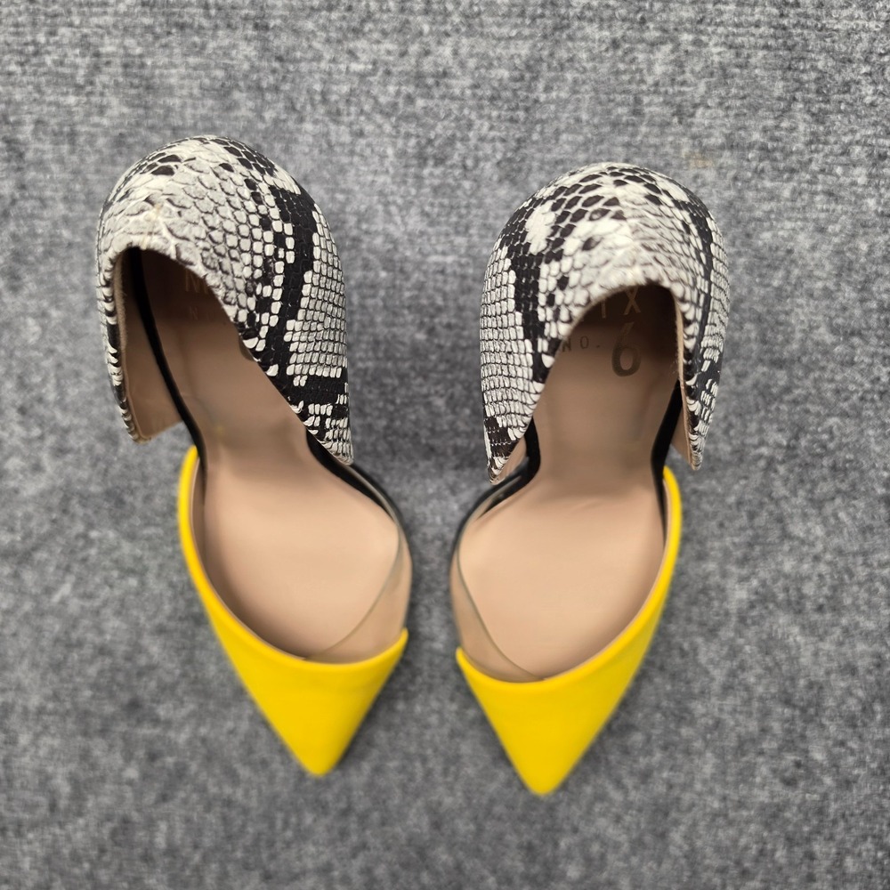 Mix No 6 Hilani Pumps Womens 9M Sunflower Yellow Snakeskin Clear D'Orsay Heels - Picture 3 of 7